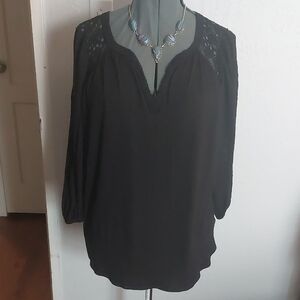 Max Studio Black Lace Detail Blouse